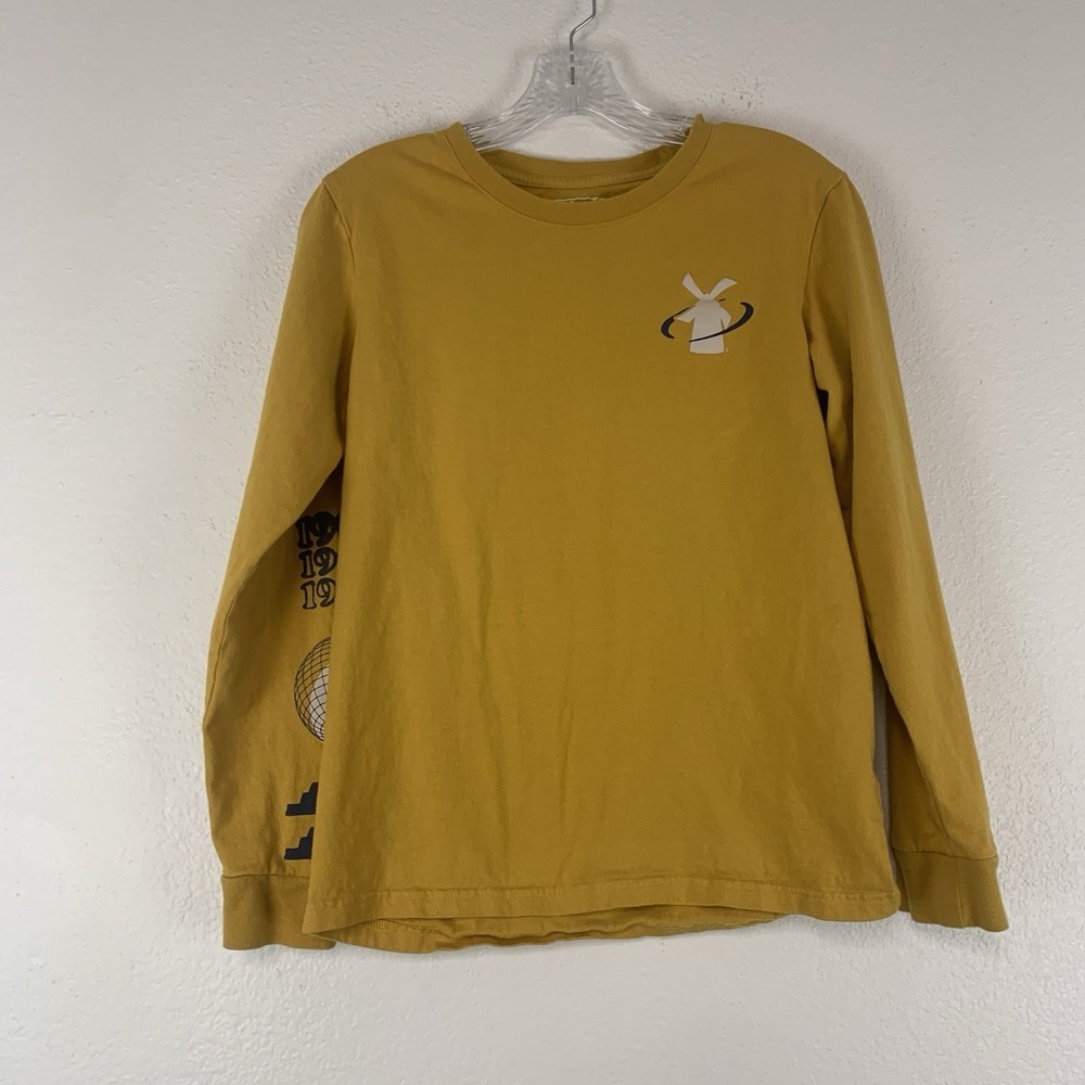 Dutch Bros Coffee Shirt Womens Medium Long‎ Sleeve Graphic Print Yellow Casual M